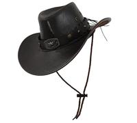Sombrero occidental de poliuretano para adultos, unisex, ala ancha, remache para cosplay y fiestas temáticas, accesorios de Halloween, accesorios de piel sintética