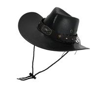 Sombrero occidental de poliuretano para adultos, unisex, ala ancha, remache para cosplay y fiestas temáticas, accesorios de Halloween, accesorios de piel sintética
