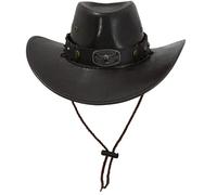 Sombrero occidental de poliuretano para adultos, unisex, ala ancha, remache para cosplay y fiestas temáticas, accesorios de Halloween, accesorios de piel sintética