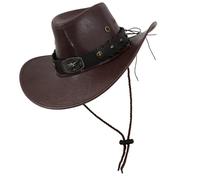 Sombrero occidental de poliuretano para adultos, unisex, ala ancha, remache para cosplay y fiestas temáticas, accesorios de Halloween, accesorios de piel sintética