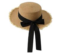 Sombrero Paja De Sol - Gorro Vacacional con ala Ancha Y Protección UV | Sombrero de Vacaciones con - para Mujeres Viajeras Jardinería Bodas Cruceros Junto A La Piscina Picnic Accesorio para Fotos