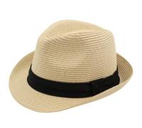 Sombrero Paja Hombre Mujer Fedora Borsalino Trilby Gorra Panamá Verano Playa ala Corta Moda Unisex (FR/ES, Números, 58, lu-128 Beige)