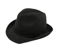 Sombrero Paja Hombre Mujer Fedora Borsalino Trilby Gorra Panamá Verano Playa ala Corta Moda Unisex (lu-128-negro, 57cm)