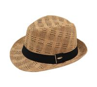 Sombrero Paja Hombre Mujer Fedora Borsalino Trilby Gorra Panamá Verano Playa ala Corta Moda Unisex (lu-255-marron, 57cm)