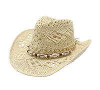 Sombrero Paja Moldeable Estilo Vaquero Occidente, Ahuecado Verano Hombre Mujer