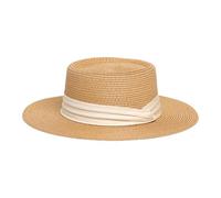 Sombrero Paja Mujer, Pamela Francesa Plana Verano, Sombrero Sol Playa con Protección UV Elegante para Vacaciones Mar Viaje Fotografía