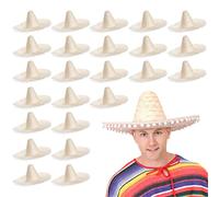 Sombrero para adultos, paquete de 12 unidades, sombrero mexicano multicolor con detalles de pompón blanco, accesorio de disfraz de fiesta mexicana del Cinco de Mayo para hombre y mujer
