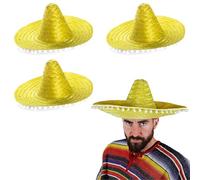 Sombrero para adultos, sombrero mexicano amarillo con detalles de pompón blanco, accesorio para disfraz de fiesta mexicana del Cinco de Mayo (paquete de 24)