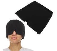 Sombrero para Aliviar la Migraña, Gel para Envolver la Cabeza de Hielo, Terapia de Compresas Frías, Sombrero para Aliviar el Dolor de Cabeza para la Tensión, Ojos Hinchados, Alivio del(Negro)