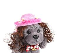 Sombrero para cachorro - Ropa linda y divertida con peluca, sombrero transpirable para animal de compañía, cumpleaños, fiesta, Navidad, Halloween, invierno, sol
