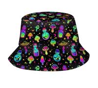 Sombrero para El Sol Botellas De Bruja De Halloween con Poción 9 Protección UV Sombrero De Cubo Unisex Gorro De Pescador para Camping Hombre Golf