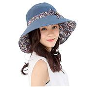 Sombrero para el Sol de Mujeres Summer UPF Ajustable 50+ Beach Hat de Playa Borde Ancho Plegable Sunhats Azules empacables para Damas