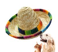 Sombrero Party Hats - Straw, 6.3x6.3x3.35in Woven Wide-Brim Headband Festive | Colorful Mini Sombrero de Disfraz Para Niños y Mascotas, Accesorios de Decoración de Para Cumpleaños