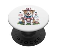 Sombrero patriótico del tío Sam del Perro 4 de Julio PopSockets PopGrip Adhesivo