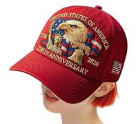 Sombrero Patriótico Transpirable - Gorra De Béisbol, Tocado Del 250 Cumpleaños De América, Para Correr A Pie, Pesca, Senderismo, Camping, Ciclismo En La Playa, Desplazado, rojo, Se référer au