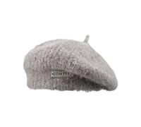 Sombrero peludo de invierno para mujer, con etiqueta de metal, vintage, de lana sintética, francés, color liso, para artista, pintor, Color café lechoso, Talla única