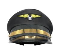 Sombrero Piloto - Sombrero Capitán De 58 cm Con Correa Ajustable | Paccio Tema De Polen Polyest Arirline | Disfraz De Vestido Fantasía | Bloqueo Del Sol Para El Cosplay De Halloween Y El Juego De