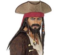 Sombrero Pirata para Disfraz Piel Sintética & Rastas & Cuentas Jack Por Smiffys