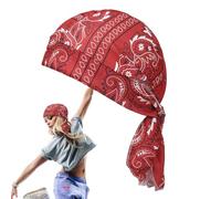 Sombrero pirata para mujer, moto pirata bandana - Beanie de moto de tela elástica para hombres - Protección UV secado rápido elástico CapITÁN CAPITÁN CICLING ACCESORIOS, rojo