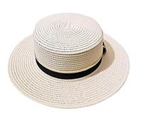 Sombrero plano para mujer, informal, con visera para el sol, para exteriores, color natural, blanco, Talla única