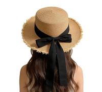 Sombrero Playero - Gorro Playero ala Ancha para Sombra y Verano | Sombrero de Paja Elegante con - para Mujeres Viajeras Jardinería Bodas Cruceros Junto A La Piscina Picnic Accesorio para Fotos