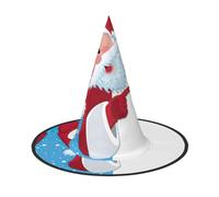 Sombrero plegable de ala ancha con estampado de Papá Noel 4 para Halloween, adecuado para cosplay, bailes de máscaras y carnaval, 1 pieza