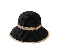 Sombrero plegable de ala ancha, versátil cubo de verano para actividades al aire libre, vacaciones en la playa, viajes sin límite de temporadas, Negro , Talla única