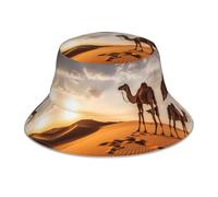 Sombrero plegable para adultos con estampado de camello solitario adecuado para fitness al aire libre y viajes