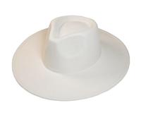 Sombrero ranchero de fieltro vegano de ala ancha, estilo Fedora para mujer con cordón interior ajustable (talla única, color marfil)