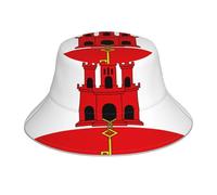 Sombrero reflectante con estampado de bandera de Gibraltar para hombres y mujeres, diseño de doble cara, ligero, negro como imagen