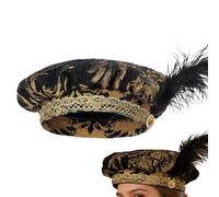 Sombrero Renacimiento De Plumas Tudor Boina Medieval Traje De Bardo Perfil Muffin Sombreros Inspirados En La Era Clásica Acento Estructurado Suave Estilo Vintage Pieza De Juego De Rol Diseño