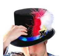 Sombrero rojo y azul, sombrero patriótico de gama alta | Star Fourth of July Julio Feather Top Hat,Peinado de fiesta festiva divertido, rompecabezas de carnaval, accesorio de