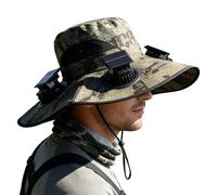 Sombrero solar con ventilador - 48 cm Sombrero parasol de ala ancha | Sombrero de pesca con carga USB y 4 ventiladores refrescantes - 3 velocidades portátil | Senderismo, Viaje al aire libre, Verde