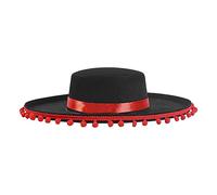 Sombrero Sombrero Mexicano - Sombreros De Sombrero | Sombreros De Oscuro Para Adultos De Fieltro | Traje De Cosplay Flamenco Con Pompones, Accesorios De Traje Español Para Vacaciones