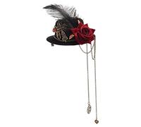 Sombrero Steampunk con Rosa & Plumas, pequeño Sombrero de Copa Victoriano Vintage con Clip para Mujeres Accesorios para el Tocado de Halloween, Sombreros para niños