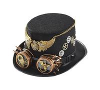 Sombrero Steampunk de Halloween, fieltro ligero de 220 g, correa ajustable, accesorios de metal, ajuste cómodo para circunferencia de cabeza de 22 a 23.6 pulgadas, equipo de disfraz steampunk, cosplay