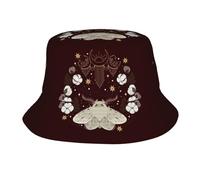 Sombrero Tipo Bucket Polilla Celestial Bruja Mariposa Estrellas Protección UV Bucket Hat Ligero Gorro Safari para Viaje Camping Playa