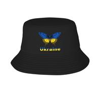 Sombrero Tipo Cubo con Bandera de Ucrania y Mariposa Divertida, Negro, de Pescador, Gorra de Pesca, Vintage, Plegable, Divertido, para Viajes, Verano, Playa, para Hombres y Mujeres.