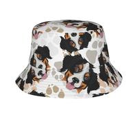 Sombrero Tipo Cubo con Estampado de Huellas de Perro de montaña bernés para Hombre y Mujer, Sombreros de Verano para Hombre y Mujer.