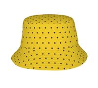 Sombrero Tipo Cubo con Lunares Negros sobre Fondo Amarillo para Mujer y Hombre, Sombreros de Verano para Hombre y Mujer.