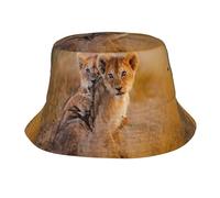 Sombrero Tipo Cubo con pequeño león para Mujer y Hombre, Sombreros de Verano para Hombre y Mujer.