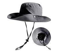 Sombrero Tipo Cubo Sombrero de Pesca de Sol de ala Ancha para Hombre para Exteriores Impermeable UPF 50+ Boonie para Pesca y Senderismo de Verano Gris Oscuro