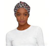 Sombrero turbante con estampado de calaveras de flores coloridas, turbante suave y elástico, para la pérdida de cabello, compras diarias
