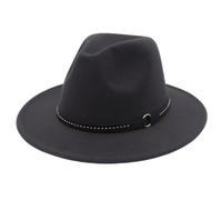Sombrero unisex de ala ancha para jazz, anillo de metal, remache, cinturón, accesorios de fieltro, para mujeres y hombres, fiestas, bodas, sombreros Fedora, gris oscuro, Talla única