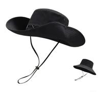 Sombrero unisex para occidente con protección solar UPF 50+, estilo pescador convertible para senderismo, camping, pesca, gorra plegable ligera y transpirable con resistente al viento (negro)
