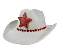 Sombrero Vaquero del Oeste para Hombres Y Mujeres, Sombrero De Vaquera del Día De Independencia De Estados Unidos, Sombrero De Jazz De Ancha con Estrellas Brillantes, Accesorios