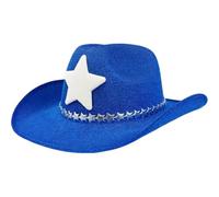 Sombrero Vaquero del Oeste para Hombres Y Mujeres, Sombrero De Vaquera del Día De Independencia De Estados Unidos, Sombrero De Jazz De Ancha con Estrellas Brillantes, Accesorios