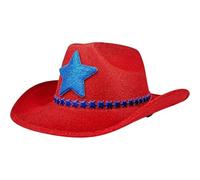 Sombrero Vaquero del Oeste para Hombres Y Mujeres, Sombrero De Vaquera del Día De Independencia De Estados Unidos, Sombrero De Jazz De Ancha con Estrellas Brillantes, Accesorios