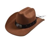 Sombrero Vaquero Hombre Sombreros de Vaquero Occidentales for Hombres y Mujeres, Sombreros ala Ancha Vintage Lana Artificial, Fieltro Caballero señora(Light Brown)