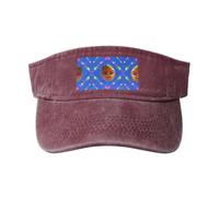 Sombrero vaquero hueco de algodón lavado con estampado de pera amarilla sonriente, moderno y versátil para todas las estaciones., Rojo -, talla única